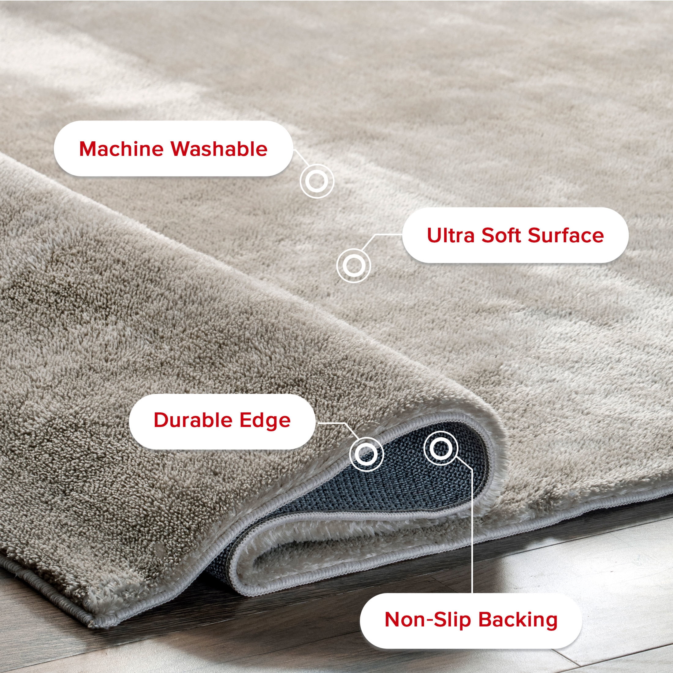 nuLOOM Loni SuperiorWash Solid Machine Washable Shag Area Rug, 2' x 3', Loni Beige