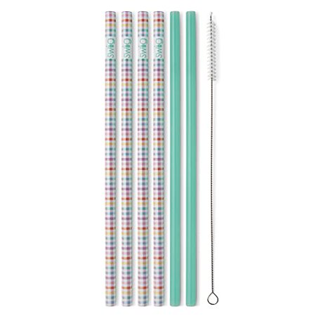 

Swig Life Reusable Straws Pretty in Plaid+ Mint Tall Straw Set & Cleaning Brush Each Straw is 10.25 inch Long (Fits Swig Life 20oz Tumblers 22oz Tumblers and 32oz Tumblers)