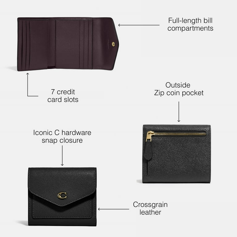 Coach Cross Grain Leather Wyn Small Wallet, Li/Black Coach Cross Grain Leather Wyn Small Wallet, Li/Black