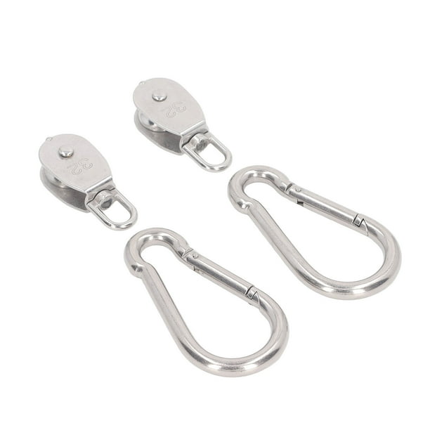 Gancho a presión de resorte para bloque de polea, 2 piezas M32 Gancho a presión de resorte para polea simple Cable de alambre para colgar Polea de remolque Mejore su experiencia