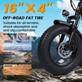 thumbnail image 6 of V101 Electric Fat Tire E-Bike for Adults & Teens – 750W Motor (1500W Peak), 28MPH, 48V 13Ah Battery, 16"x4" All-Terrain, 7-Speed, Dual Suspension , Black, 6 of 7