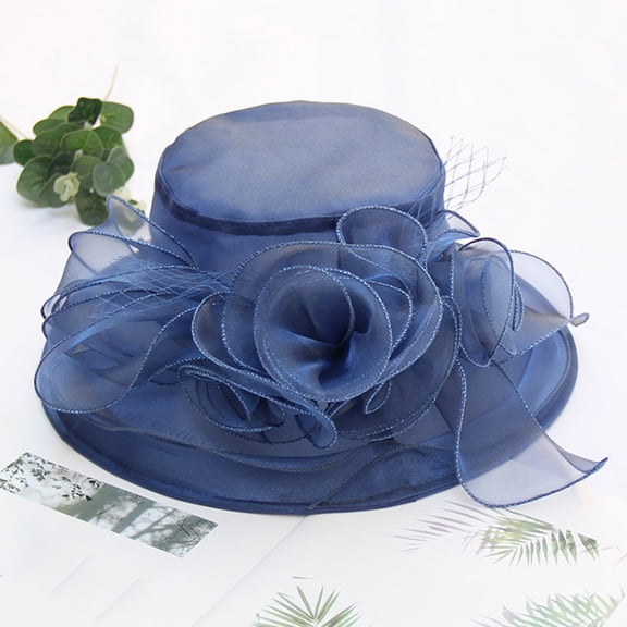 TRUBKH Women's organza hat chapeau pour femme fancy hats derby hats for women church hats Summer Sunhat fancy hats for women kentucky derby hats for women Dressy Hats vintage hats Blue One Size