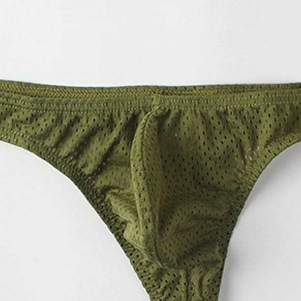 jovati Mens Fashion Low Waist Silk Mesh Breathable Thong Sexy Underpanties  