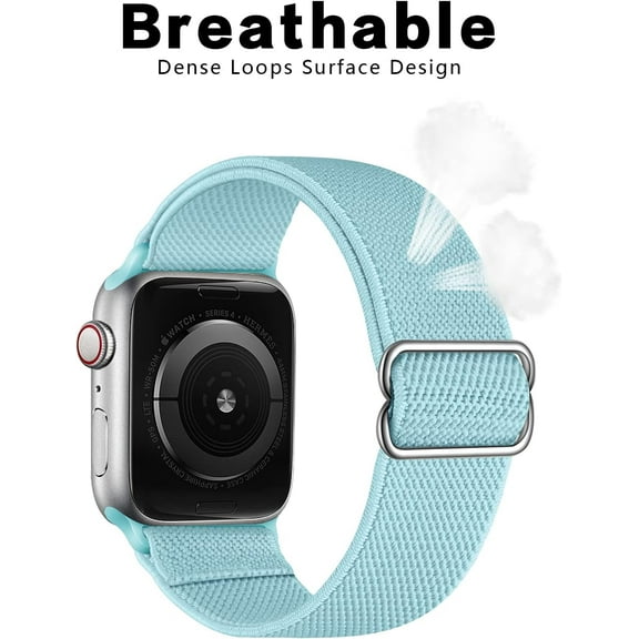 RTHG-Stretchy Nylon Watch Bands Compatible with Apple Watch Series 9/8/7/6/5/4/3 SE 2/1, Adjustable Braided Elastic Sport Loop Rugged Straps for iWatch Women Men (Robin Sky Blue, 38/40/41MM)