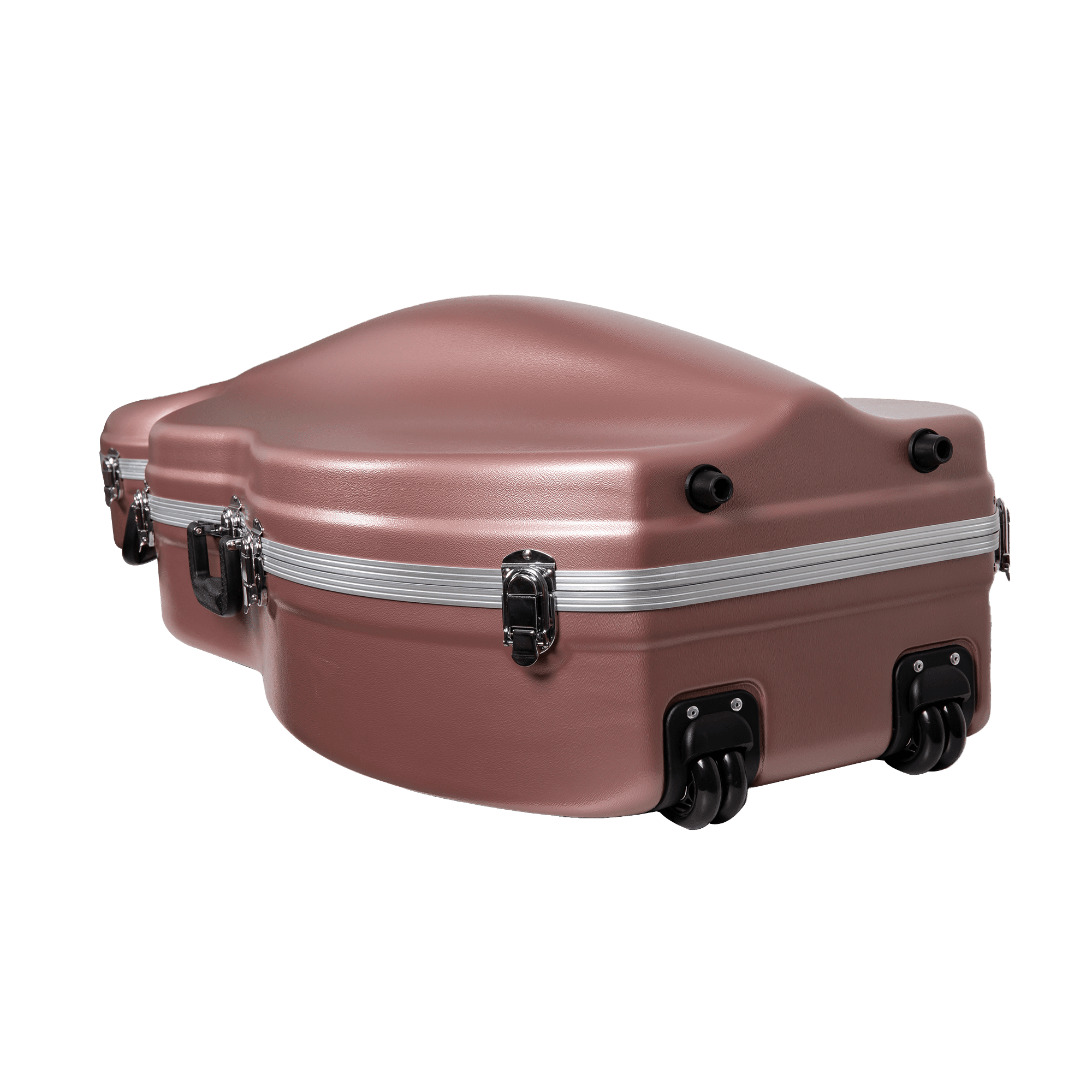 Crossrock 3/4 and 4/4 Size Cello Case | ABS Molded Hardshell with Wheels, Accessory Pocket, 2 Bow Holders, Security Lock, and Detachable Straps-Rose Gold