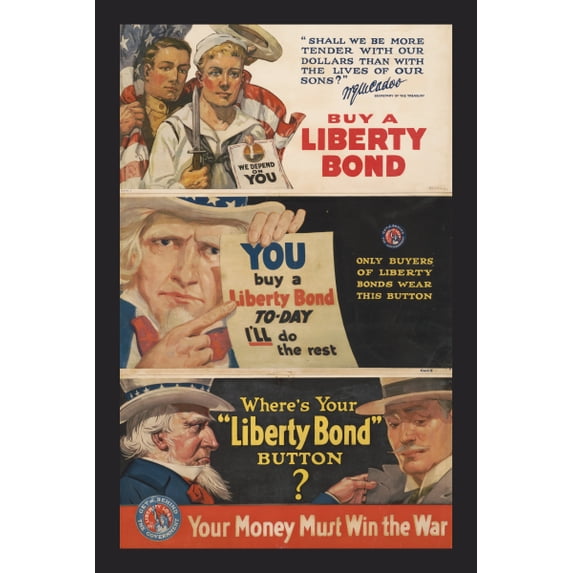 Print: Where's Your Liberty Bond Button? Your Money Must Win The War, 1917