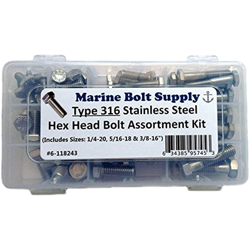 Type 316 Stainless Steel Hex Bolt Assortment Kit Marine Bolt Supply 6