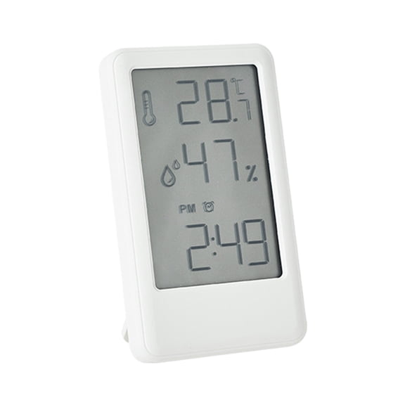 Bwiyojiz Digital Alarm Clock with LCD Display Thermometers Hygrometer Digital Temperature Humidity Snooze Alarm with Smart Clock Calendar, Housewarming Gifts