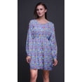 thumbnail image 2 of Bimba Robe Midi à Manches Longues Boutonnée à Imprimé Floral de Lys Bleu et Lotus pour Femmes Vêtements-Xx-Grand, 2 of 7