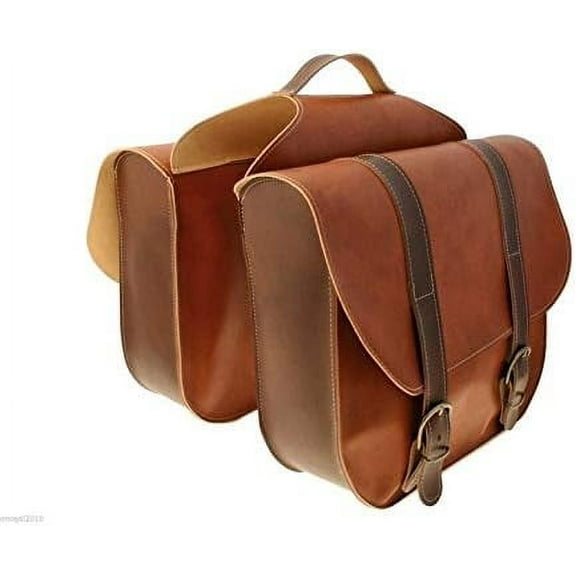 Horse Saddle Bag Cowhide Genuine Leather Western Equestrian Trail Simple Horse Saddle Bag Pack Equipment Horse Saddle Bags Size: 10” L x 10” W x 3 ½” D