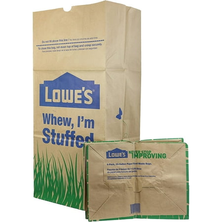 Lowe's 30 Gallon Heavy Duty Brown Paper Lawn and Refuse Bags for Home and Garden (10 Count), Large (LOWESLL)