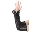 thumbnail image 6 of Women's Long Hook Finger Sequins Fingerless Arm Sleeves Shiny Bling Cosplay Gloves for Female Costume Vintage Opera Dance Party Black, 6 of 7