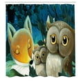 thumbnail image 2 of Ambesonne Forest Shower Curtain, Sleeping Fox with Owls Art, 69"Wx75"L, Dark Yellow Reseda Green, 2 of 4