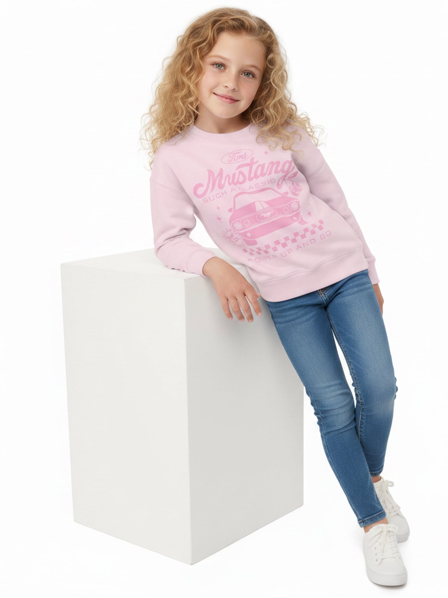 Ford Girls Mustang Retro Classic Graphic Sweatshirt, Sizes 4-16