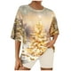 thumbnail image 2 of Puntoco Ropa de dormir para mujer Conjunto de camiseta y pantalones cortos de manga corta con cuello redondo y estampado navideño para mujer Ropa de estar por casa, 2 of 5