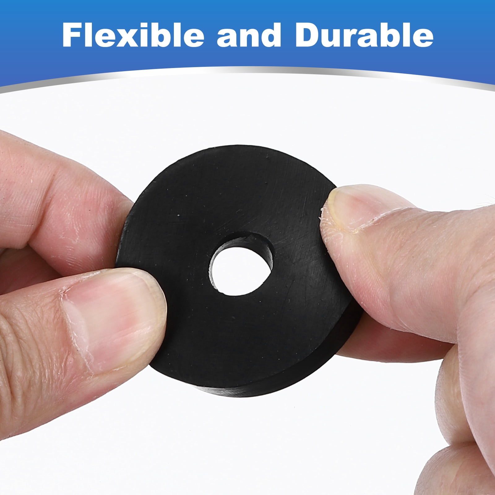 Uxcell 40pcs Rubber Spacers, 1-1/2'' OD x 3/8'' ID x 1/4'' Thickness, Round Anti Vibration Spacer Bushings, Black Flat Rubber Washers, Vibration Damping Pads for Home and Car Accessories