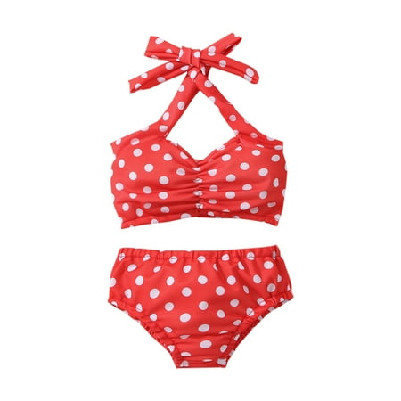 

Baby Toddlers Girls Bikini Polka Dot Swimsuits Halter Swimwear Beach Bathing Suit Bikinis Set Child Kids Swim Beachwear