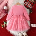 thumbnail image 4 of Likimi Toddler Kids Girls Christmas Dress Crewneck Print Long Sleeve Pleated Princess Dress Fashion Comfortable Relaxed Spring Fall Clothes Size 3-4 Years Red, 4 of 7