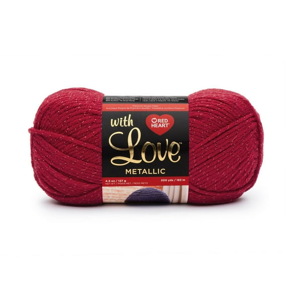 Red Heart® With Love® Metallic Yarn, Acrylic #4 Medium, 4.5oz/127g, 200 Yards