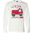 thumbnail image 3 of Inktastic Set My Heart on Fire Valentine Fire Truck with Hearts Long Sleeve T-Shirt, 3 of 5