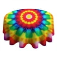 thumbnail image 4 of Rainbow Tie Dye Circular Pattern Round Tablecloth 60"x60",Wrinkle Wipeable Table Cloth for Kitchen Dining Room Picnic Patio Party, 4 of 6