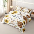 thumbnail image 3 of jejeloiu Highland Cow Sunflower Twin Quilt Set Kids,Farm Animal Print Twin Coverlet Set,2 Pieces, 3 of 7