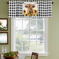 thumbnail image 4 of 2 Pack Valances for Windows, Yellow Sunflowers Yak Window Valances for Living Room/Bedroom/Bathroom, Black White Checkered Pastoral Buffalo Light Filtering Kitchen Curtain Valance 54"W x18" L, 4 of 9