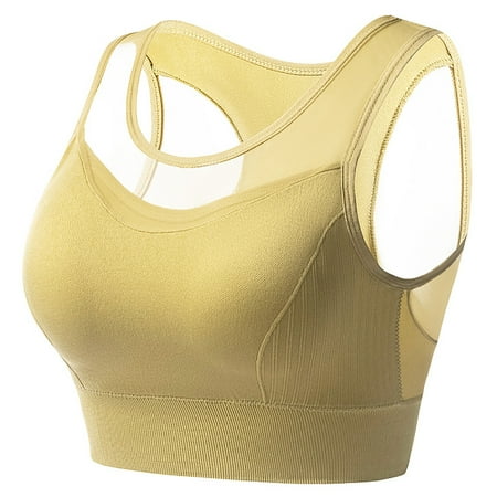 Zhaghmin Comfortable Sports Bras for Women Fitness Yoga Tank Top No Underwire Camisole Tops for Women Built in Bra Full Coverage Padded Vest Yellow Xl