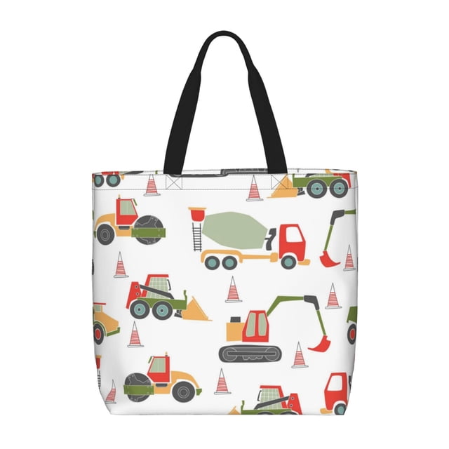 Fotbe Excavator Bolsa Tote con Estampado para Mujer, Bolsos con Cremallera, Bolsa de Hombro Casual de Gran Capacidad con Bolsillos Internos