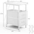 thumbnail image 6 of End Table with Charging Station Set of 2, Narrow Side Table, 23.8'' Tall Nightstand with 2 Drawers, Small Sofa Side Table Narrow Nightstand for Small Spaces, Living Room, Bedroom, White, 6 of 8