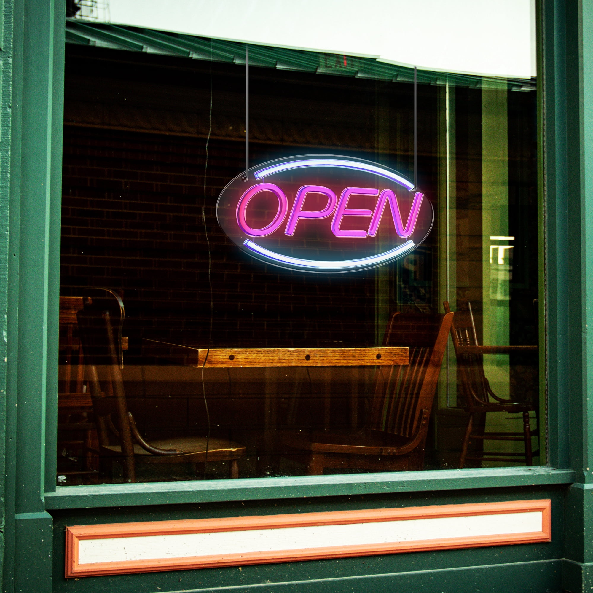Xtreme Lit LED Neon "OPEN" Sign – Red & Blue Lights, USB Powered, Clear Backing, Wall Hanging Holes, 4.8ft Cord