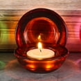 thumbnail image 2 of Eastland Chunky Tealight Candle Holder Amber Set of 12, 2 of 3