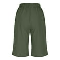 thumbnail image 5 of RYRJJ Womens Cotton Linen Bermuda Shorts Wide Leg Knee Length Summer Casual Long Shorts High Waisted Drawstring Shorts with Pockets(Army Green,S), 5 of 9