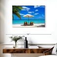 thumbnail image 3 of Elephant Stock Beach Deckchairs Wall Art - Horizontal Canvas Wall Art - Living Room Wall Decor - Beach Canvas - Blue And Green Decor - 36" x 24", 3 of 8