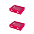 thumbnail image 2 of maskred Velvet Glass Ring Earring Display Organizer Box For Jewelry Storage With Large Capacity Unique 2Set, 2 of 6