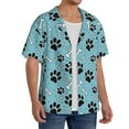 thumbnail image 2 of Goofa Cute Dog Footprints Printed Men's Casual Short-sleeved Shirt,Lightweight Breathable Button-down,Summer Casual men's top,Versatile Fashion shirt-3X-Large, 2 of 7