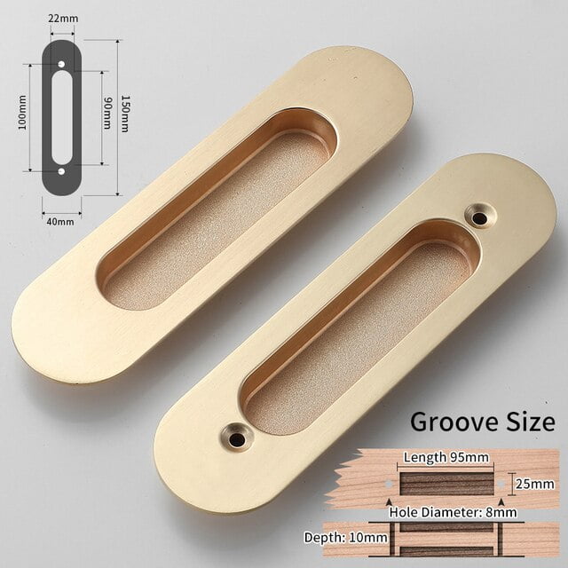 UMMH Pair Hidden Door Handles Zinc Alloy Recessed Flush Pull Cover