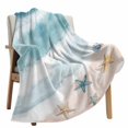 thumbnail image 2 of Fleece Blanket Watercolor Ocean Beach Ombre Blankets, Soft Cozy Warm Flannel Throw Blanket, Sea Wave Starfish Shell Blanket for Bed Couch Sofa,30x40In, 2 of 9