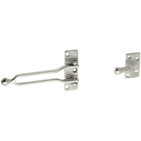 604 26d Brass Door Guard 1 1 16 Body Width X 2 9 16 Body Length 1 1 16 Strike Width X 1 1 16 Strike Length Satin Chrome Plated Finish By