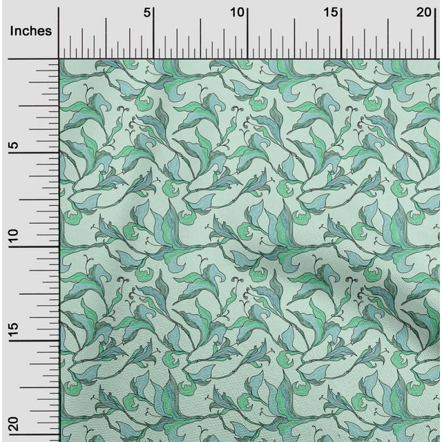oneOone Cotton Flex Mint Fabric Flower Artistic Sewing Material Print Fabric By The Yard 40 Inch Wide