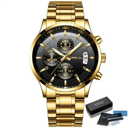 Mens Watch CRRJU Luxury Chronograph Waterproof Quartz Watch for Men Fashion Business Stainless Steel Watches relogio masculino