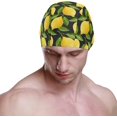 thumbnail image 2 of FYBTO Swimming Cap Yellow Lemons Green Leaf Black Unisex Adult FYBTO Polyester, 2 of 4