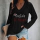 thumbnail image 2 of Blusa de manga larga con cuello en V informal para mujer a la moda, Tops de otoño Fridja bvmnju4068, 2 of 5