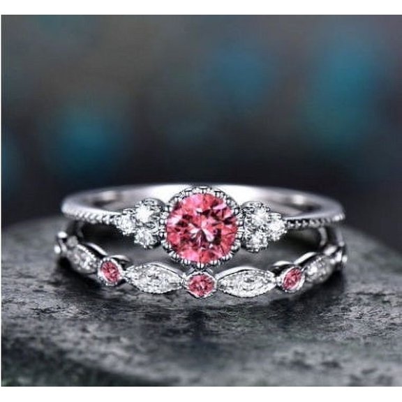 His and Hers Couple Rings Vintage Fashion Copper Zircon Alloy Matching Promise Rings for Couples