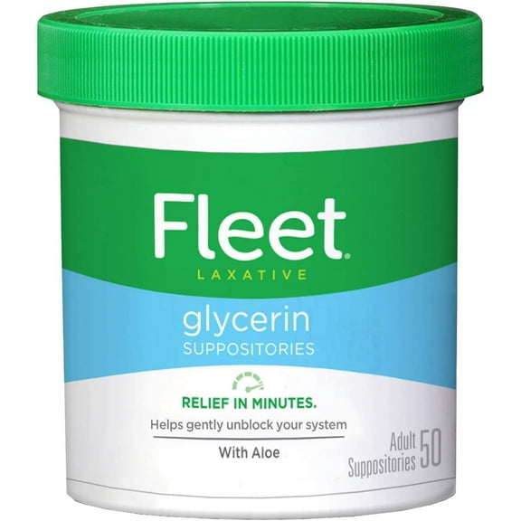 Fleet Laxative Glycerin Suppositories for Adult Constipation, 50 Count 2 Pack