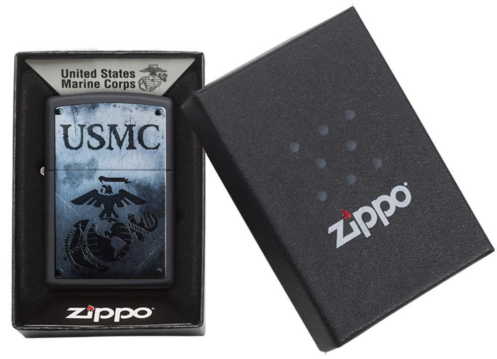 Zippo USMC Logo Black Matte Pocket Lighter