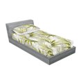 thumbnail image 2 of Tropical Fitted Sheet & Pillow Sham Set, Repetitive Exotic Palm Leaves Pattern Grungy Watercolor Illustration, Decorative Printed 2 Piece Bedding Decor, Twin, Yellow Green Pale Grey, by Ambesonne, 2 of 2
