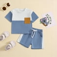 thumbnail image 2 of TOWED22 Toddler Baby Boy Summer Outfit Kids Cotton Printed Clothes Casual Short Sleeve Shirt Pants Set(Blue,2-3 Years), 2 of 7