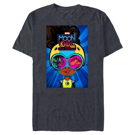 Marvel Moon Girl and Devil Dinosaur Goggles Good vs. Bad - Short Sleeve Blended T-Shirt for Adults - Customized-Navy Heather