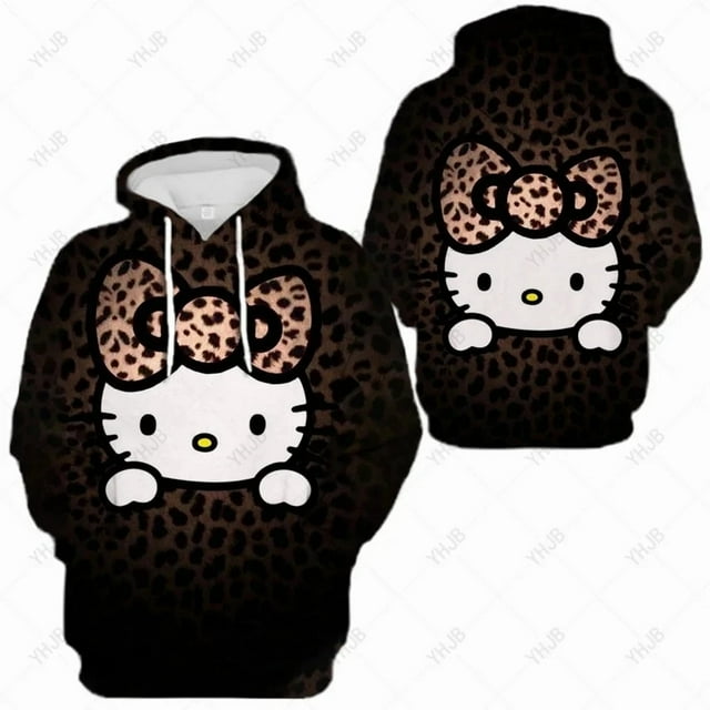 HelloKitty Mignon Kitty Automne/hiver Chandail Imprimé pour Femmes Mode Décontractée Chandail à Capuche ZR